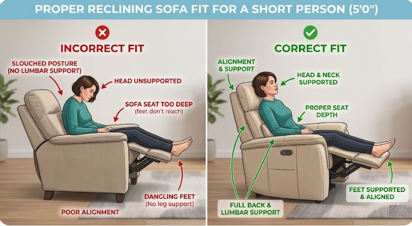 Recline sofa fit