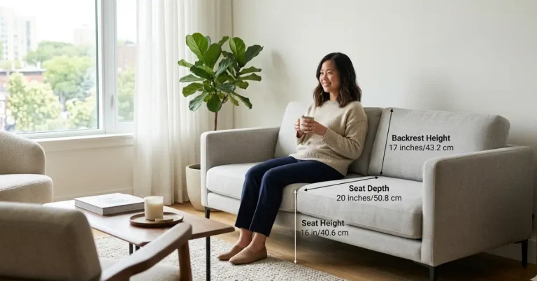 ideal sofa dimensions for people under 5'5